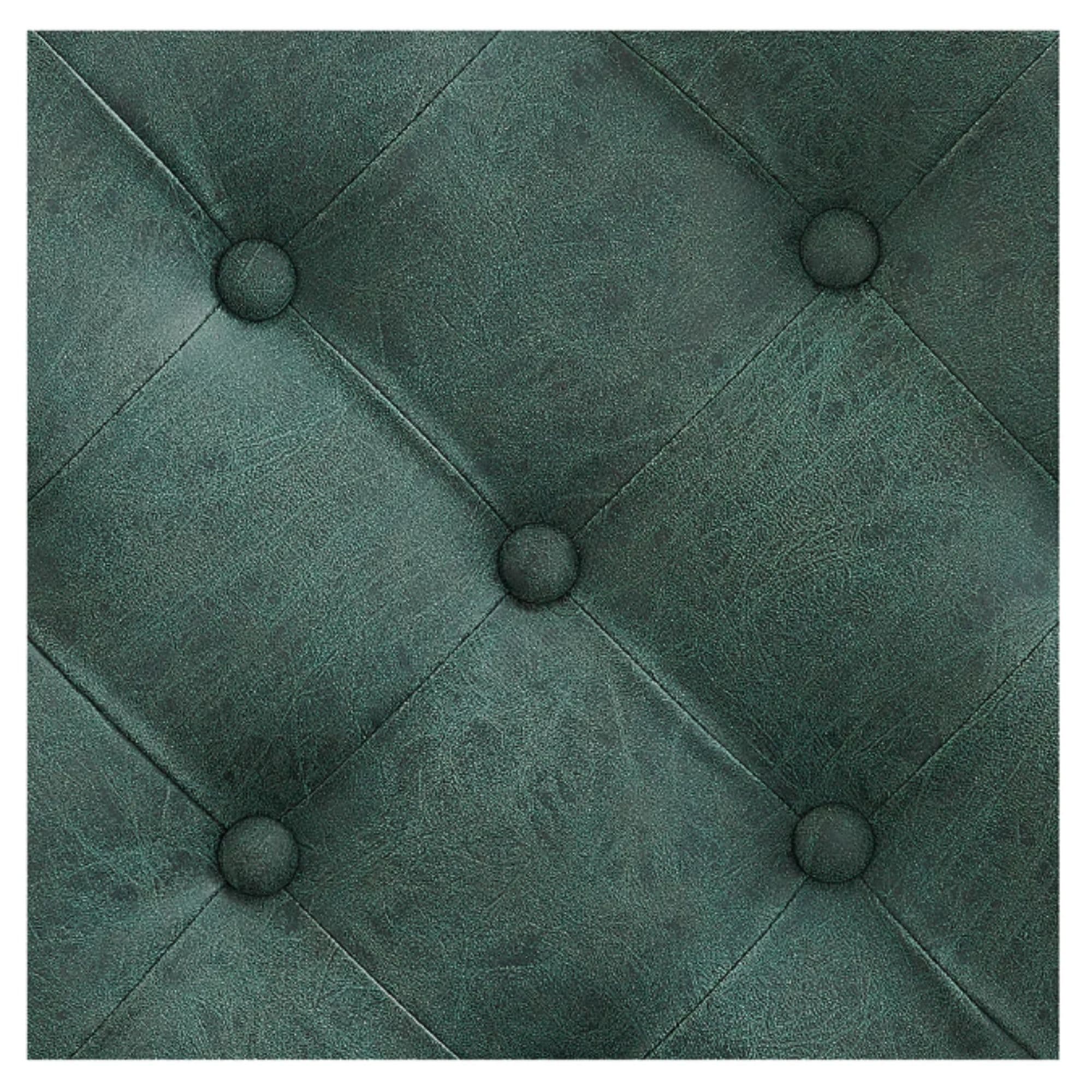 Julius Heavy Duty Barber Chair Close-Up View Of Diamond Tufted Vintage Green Upholstery Pattern
