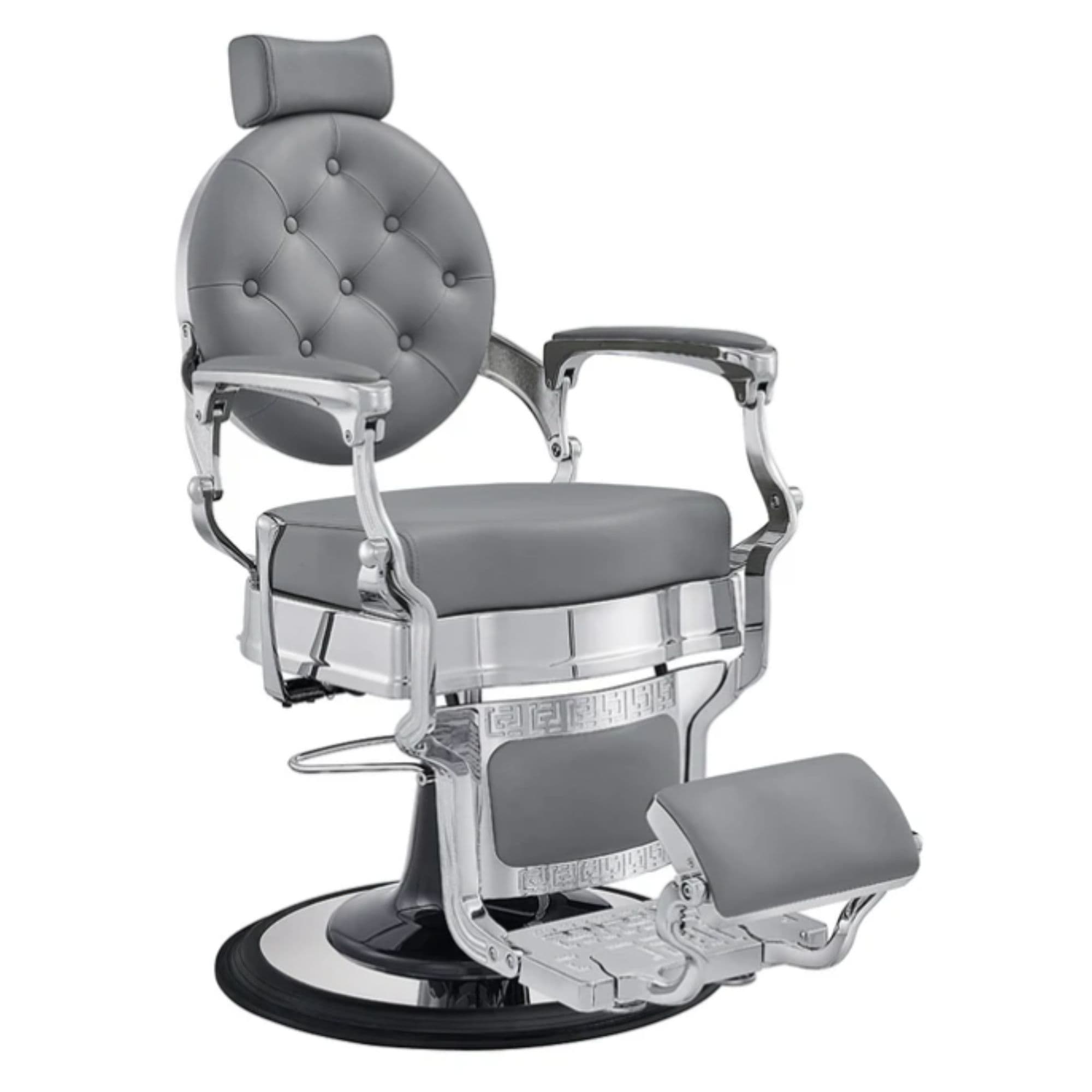 Julius Heavy Duty Barber Chair Gray Variant Front Angled View On White Background