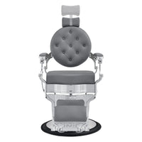 Thumbnail for Julius Heavy Duty Barber Chair Gray Variant Front View Demonstrating Pull Out Headrest Range On White Background