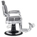 Julius Heavy Duty Barber Chair Gray Variant Side View Demonstrating The Swing Range Of Foot Rest Extension On White Background