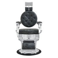 Thumbnail for Julius Heavy Duty Barber Chair Vintage Black Variant Front View Demonstrating Pull Out Headrest Range On White Background