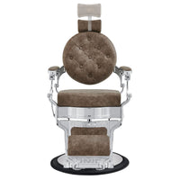 Thumbnail for Julius Heavy Duty Barber Chair Vintage Brown Variant Front View Demonstrating Pull Out Headrest Range On White Background