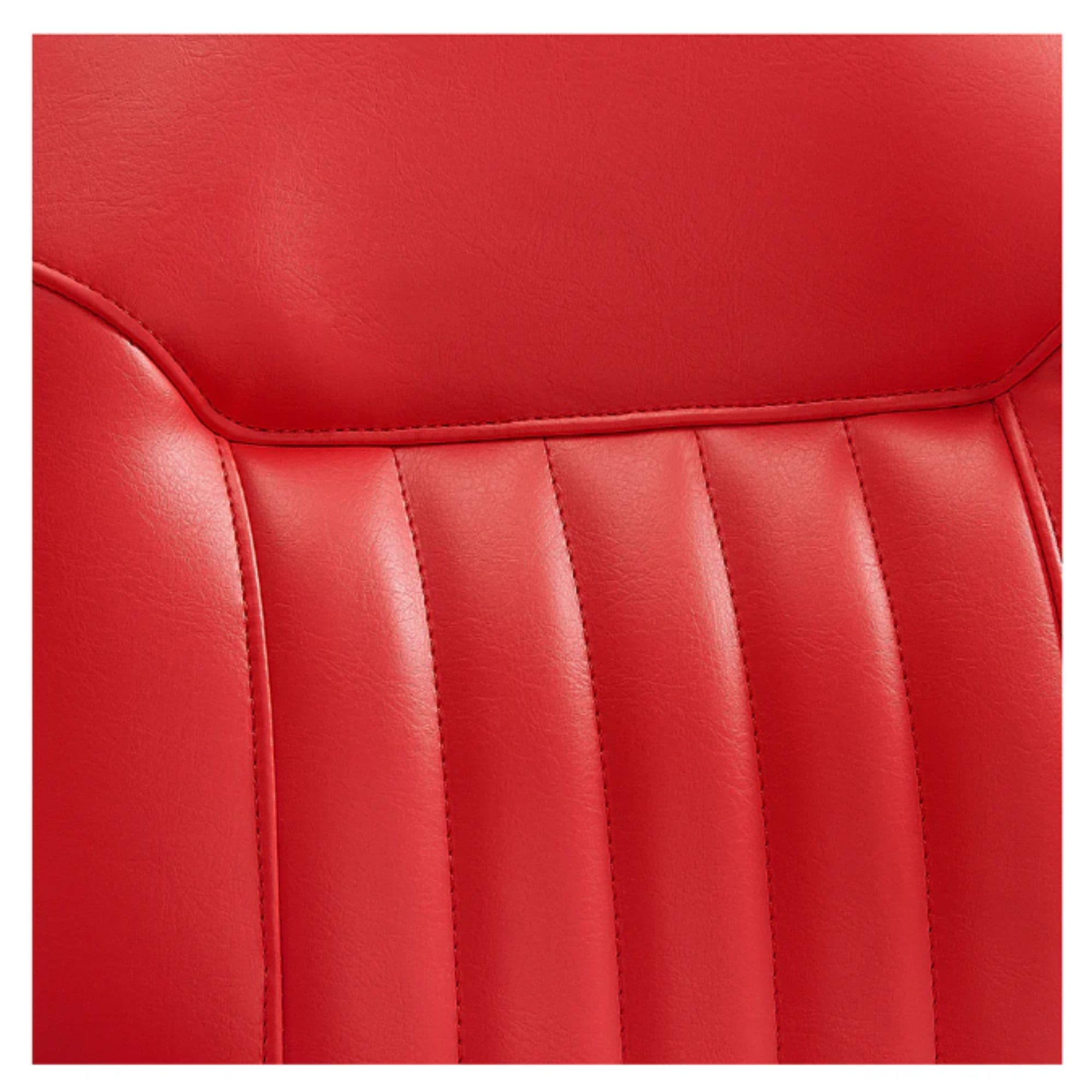 Kaiser Retro Classic Barber Chair Close-Up View Of Back Rest Striped Red Upholstery Pattern