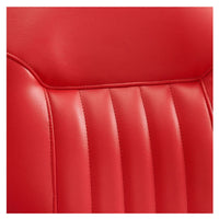 Thumbnail for Kaiser Retro Classic Barber Chair Close-Up View Of Back Rest Striped Red Upholstery Pattern