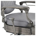 Kaiser Retro Classic Barber Chair Close-Up View Of Decorative Armrest Support And Gray Upholstered Seat