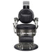 Kaiser Retro Style Vintage Barber Chair Black Variant Front View Demonstrating Pull Out Headrest Range On White Background