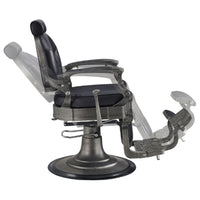 Thumbnail for Kaiser Retro Style Vintage Barber Chair Black Variant Side View Demonstrating Swing Adjustment On White Background
