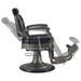 Kaiser Retro Style Vintage Barber Chair Black Variant Side View Demonstrating Swing Adjustment On White Background