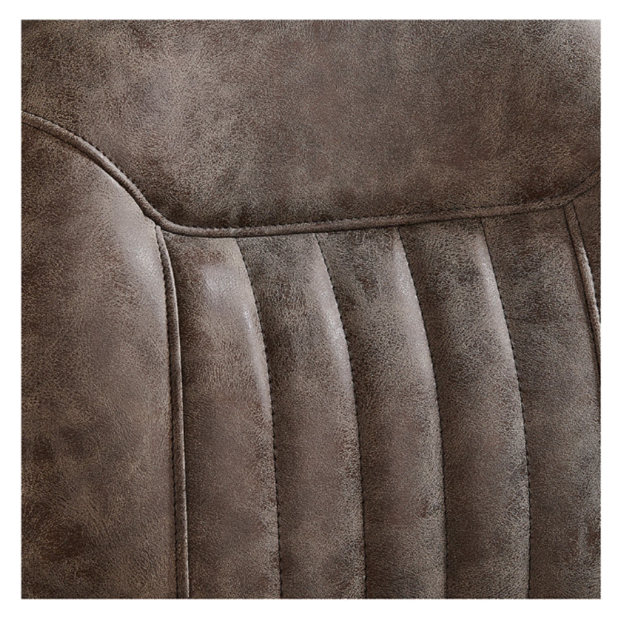 Kaiser Retro Style Vintage Barber Chair Close-Up View Of Back Rest Striped Vintage Brown Upholstery Pattern