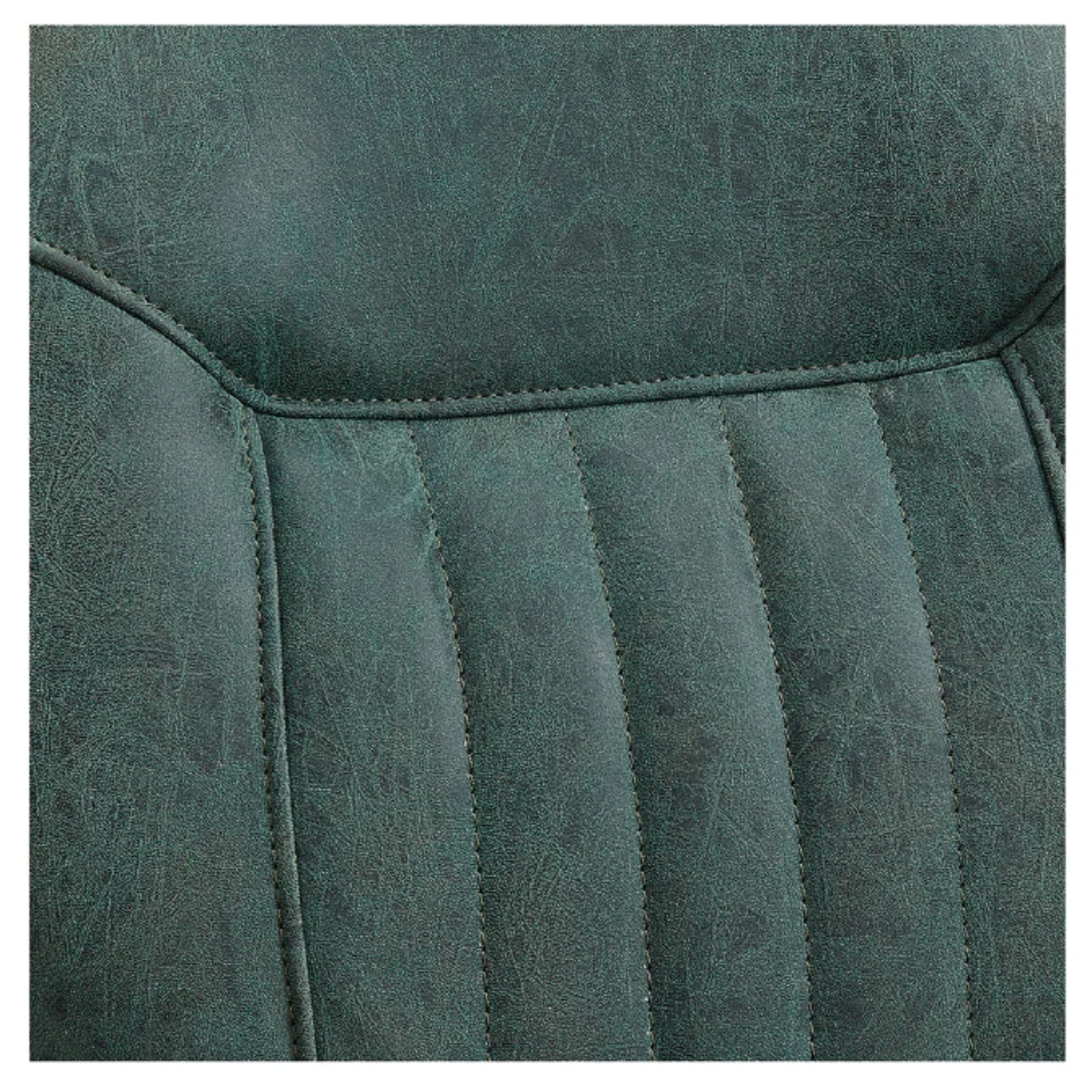 Kaiser Retro Style Vintage Barber Chair Close-Up View Of Back Rest Striped Vintage Green Upholstery Pattern