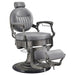 Kaiser Retro Style Vintage Barber Chair Gray Variant Front Angled View On White Background