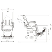 Thumbnail for Kaiser Retro Style Vintage Barber Chair Product Dimension Diagram
