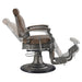 Kaiser Retro Style Vintage Barber Chair Vintage Brown Variant Side View Demonstrating The Swing Range Of Foot Rest Extension On White Background