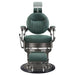 Kaiser Retro Style Vintage Barber Chair Vintage Green Variant Front View Demonstrating Pull Out Headrest Range On White Background