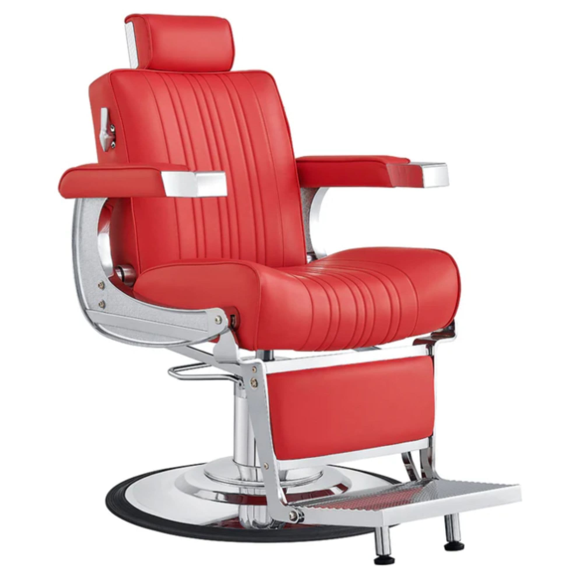 Kingston Hydraulic Barber Chair Red Variant Front Angled View On White Background