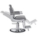 Kingston Hydraulic Barber Chair Gray Variant Side View Demonstrating Swing Adjustment On White Background