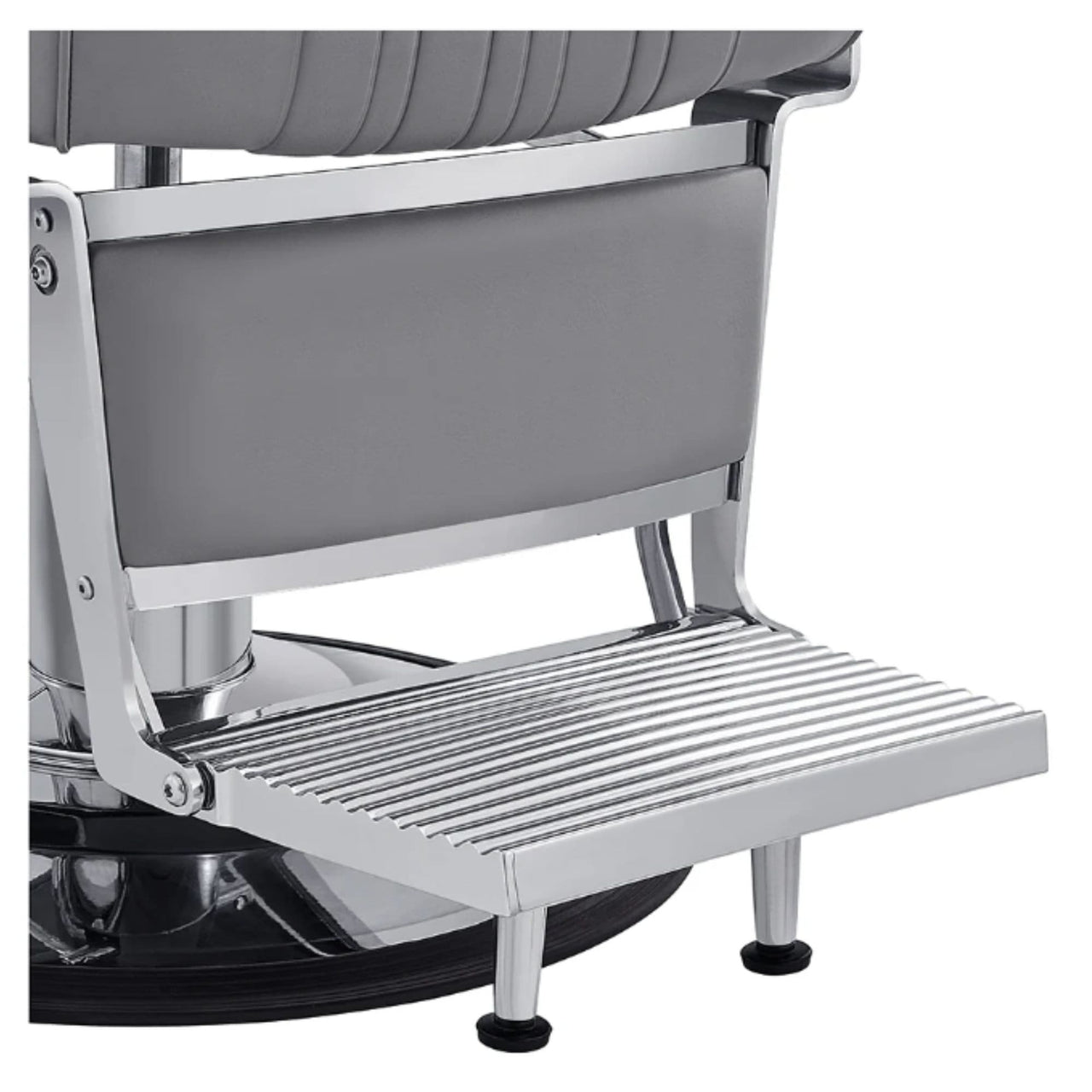 Kingston Hydraulic Barber Chair Gray Variant With Close-Up View Of Footrest Platform On White Background