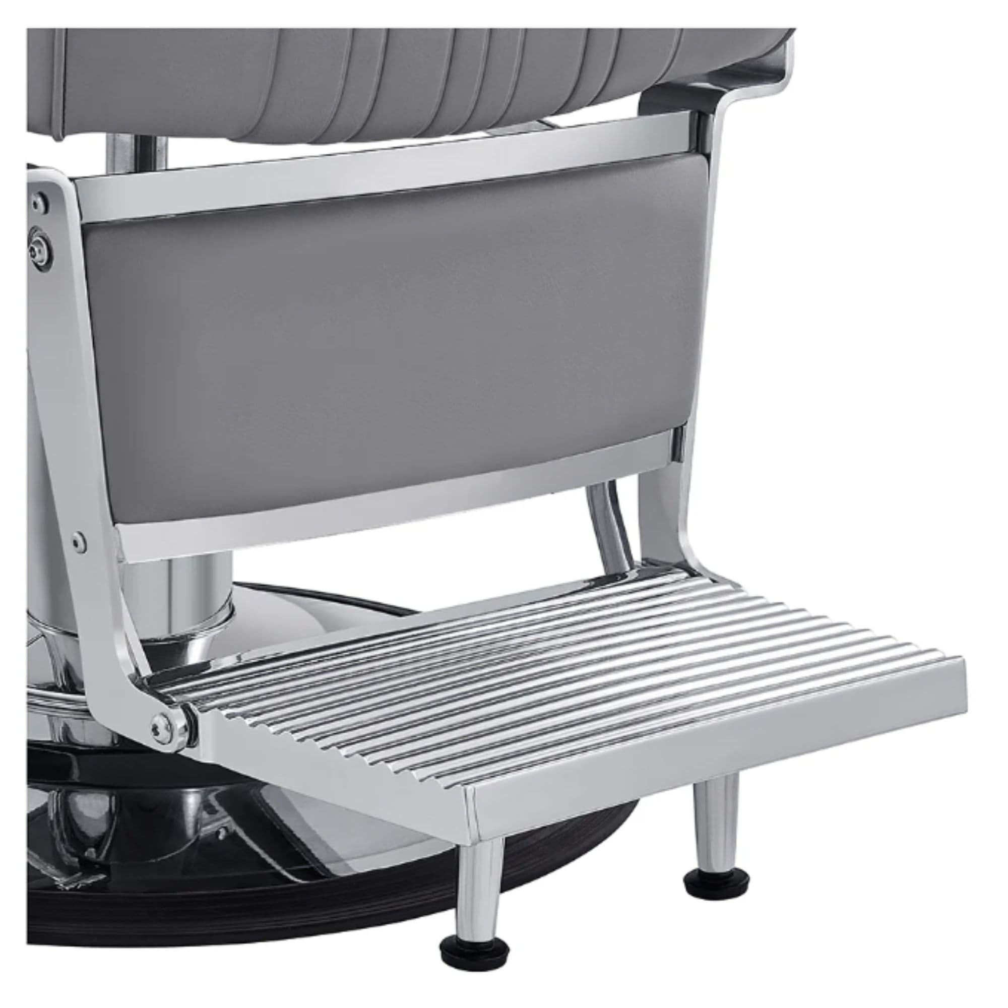 Kingston Hydraulic Barber Chair Gray Variant With Close-Up View Of Footrest Platform On White Background