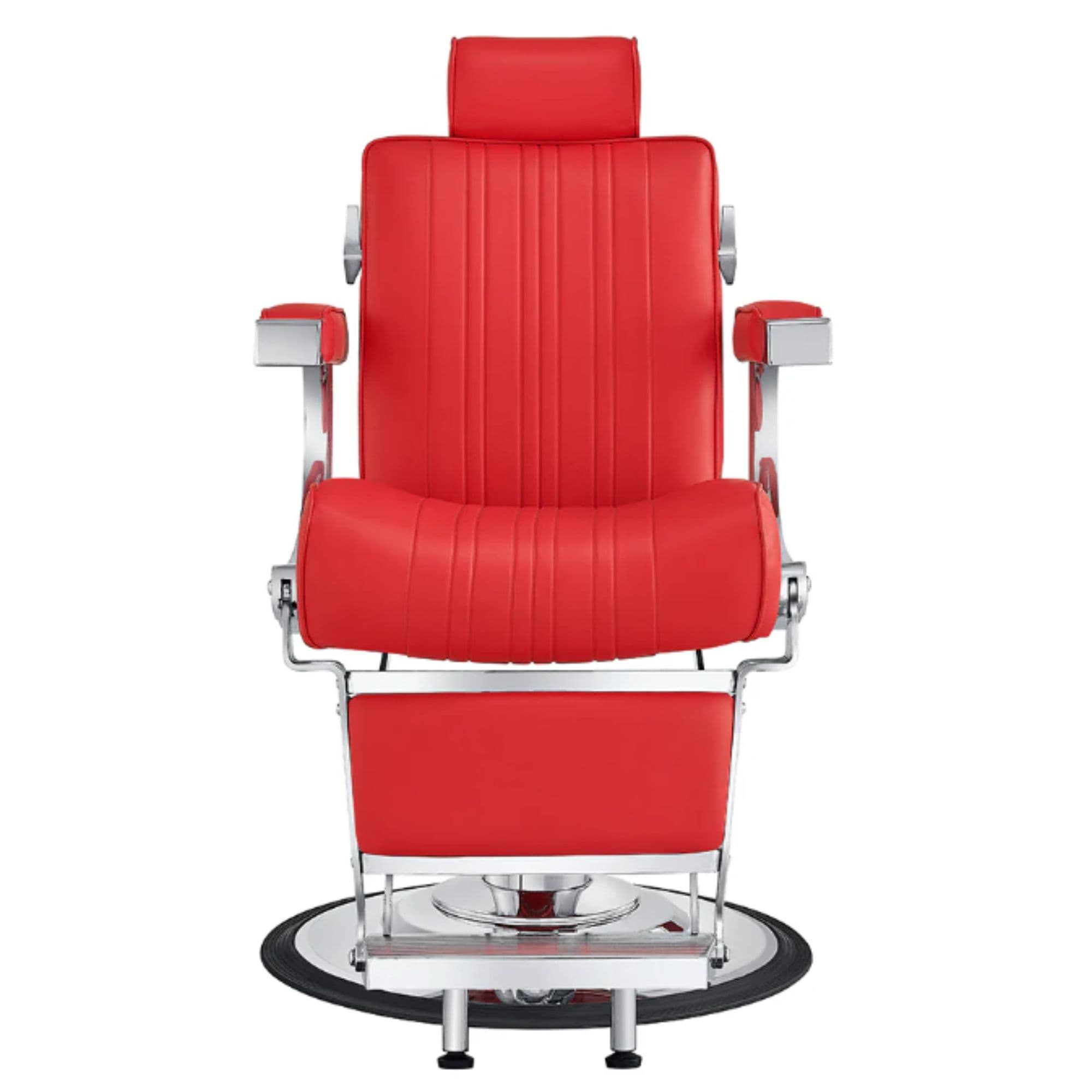 Kingston Hydraulic Barber Chair Red Variant Front View On White Background