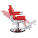 Kingston Hydraulic Barber Chair Red Variant Side View Demonstrating Swing Adjustment On White Background