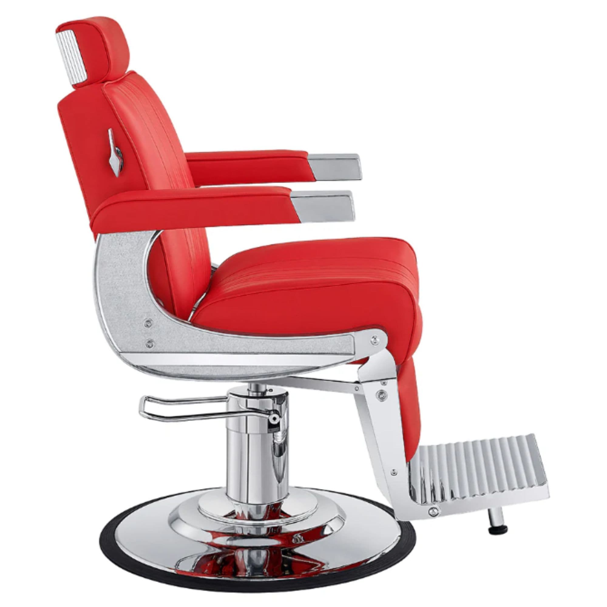 Kingston Hydraulic Barber Chair Red Variant Side View On White Background