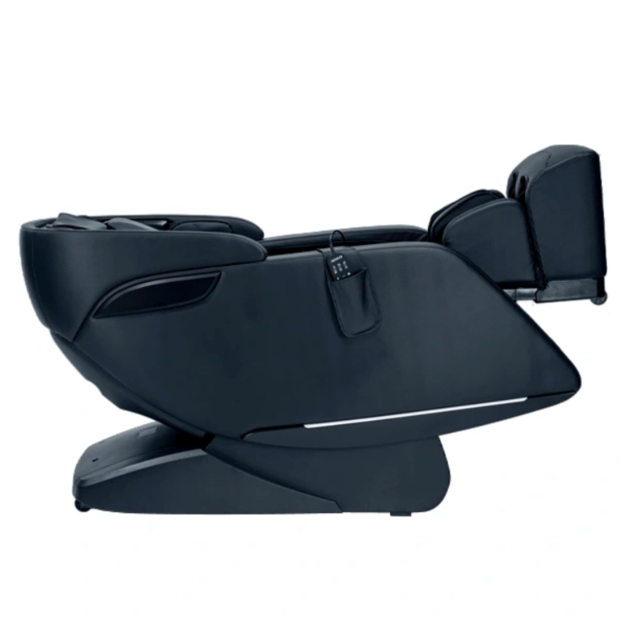 Kyota Genki Massage Chair Black Side View In Fully Reclined Position On White Background