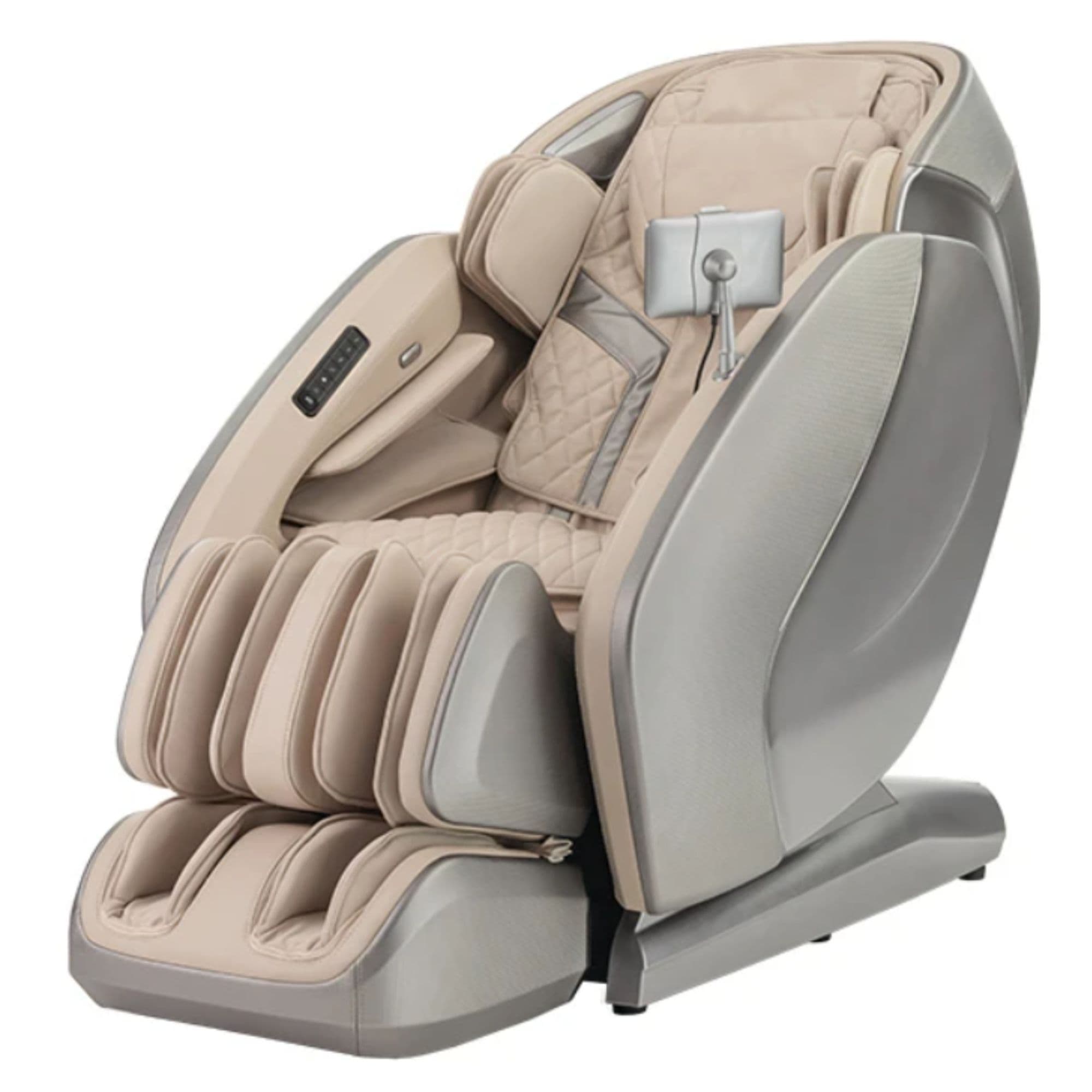 Kyota Hatsumei M900 4D AI Chair Gray Tan Variant Front Right Angled View On White Background