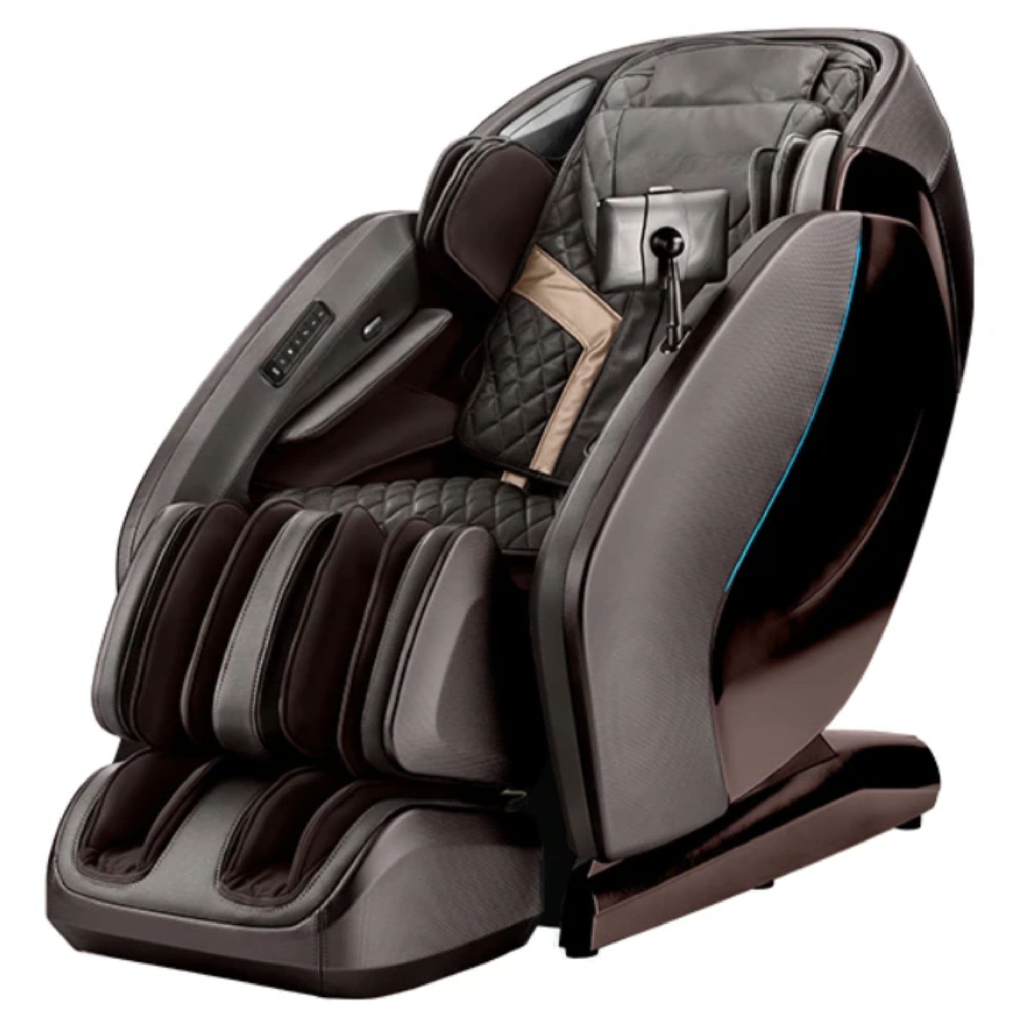 Kyota Hatsumei M900 4D AI Massage Chair Brown Variant Front Right Angled View On White Background