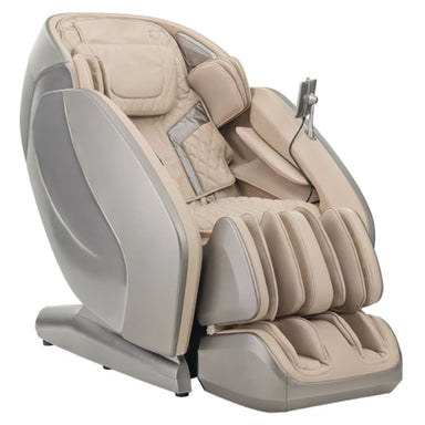 Kyota Hatsumei M900 4D AI Massage Chair Gray Tan Variant Front Left Angled View On White Background