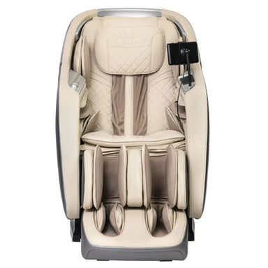 Kyota Joubu M880 4D Massage Chair Gray-Tan Variant Front View On White Background