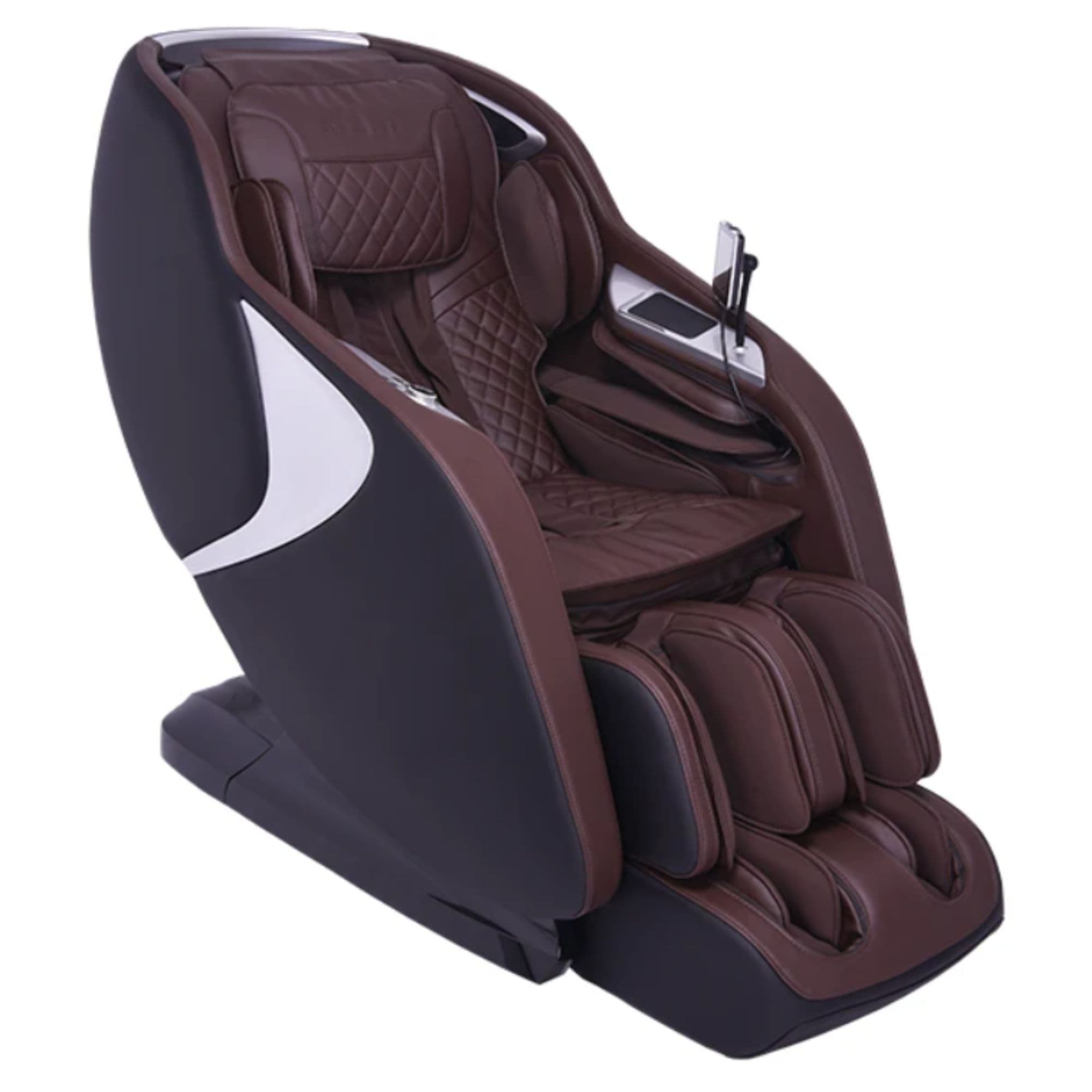 Kyota Joubu M880 4D Zero Gravity Massage Chair Black-Dark Brown Variant Front Left Angled View On White Background