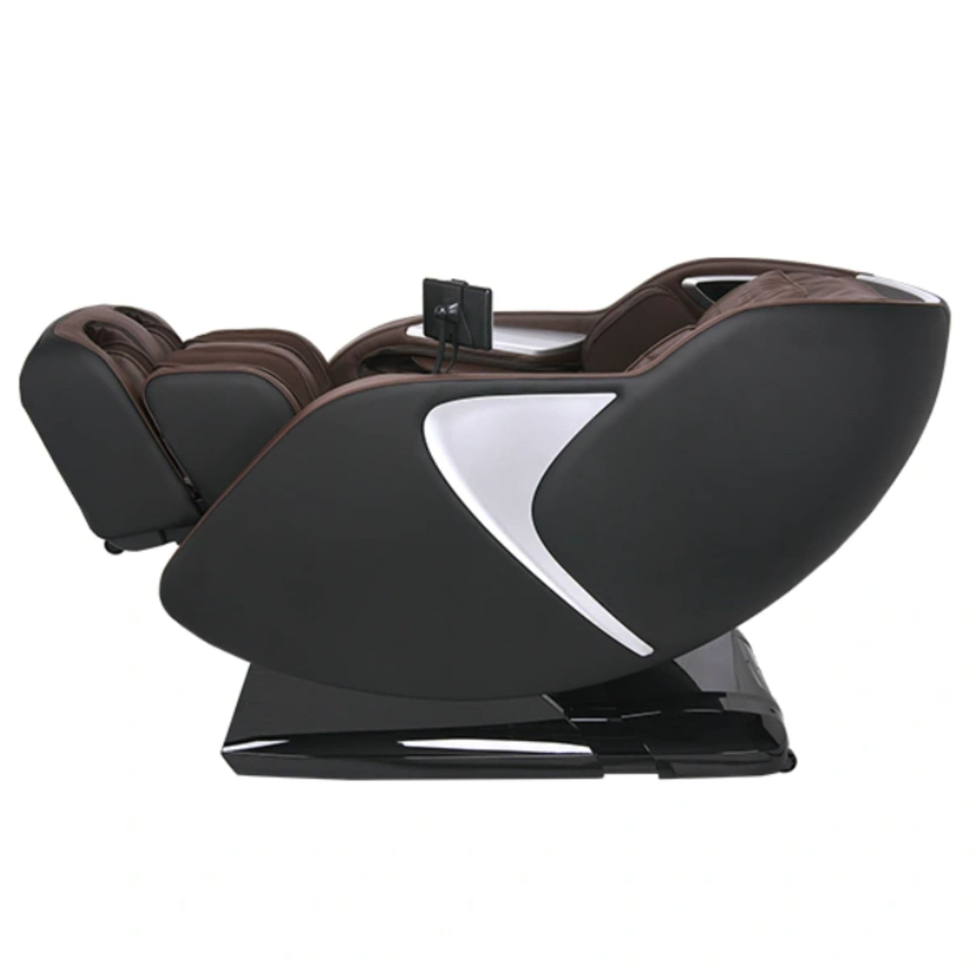 Kyota Joubu M880 4D Zero Gravity Massage Chair Black-Dark Brown Variant Side View In Fully Reclined Position On White Background