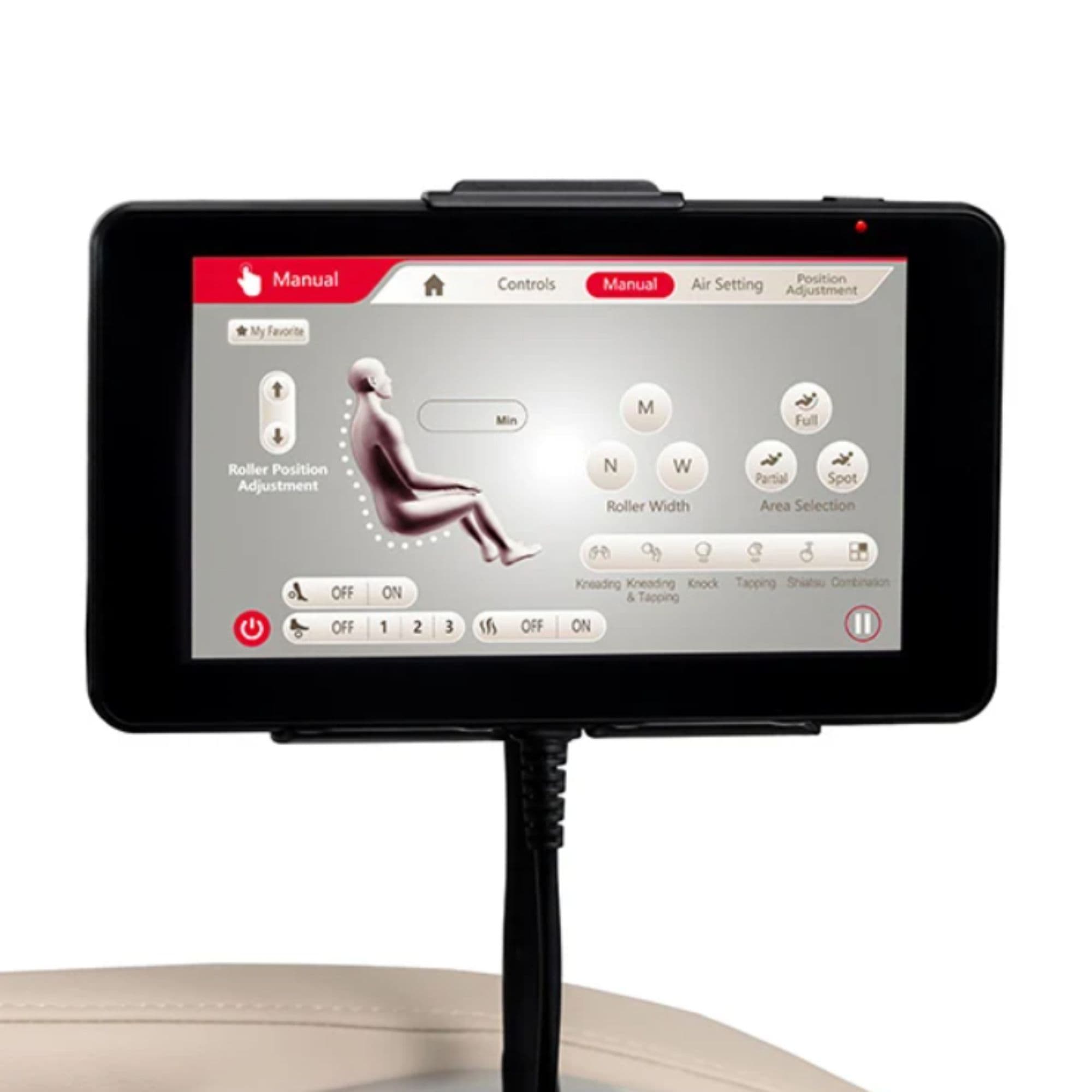Kyota Joubu M880 4D Zero Gravity Massage Chair Close-Up View Of The Touchscreen Manual Control Interface