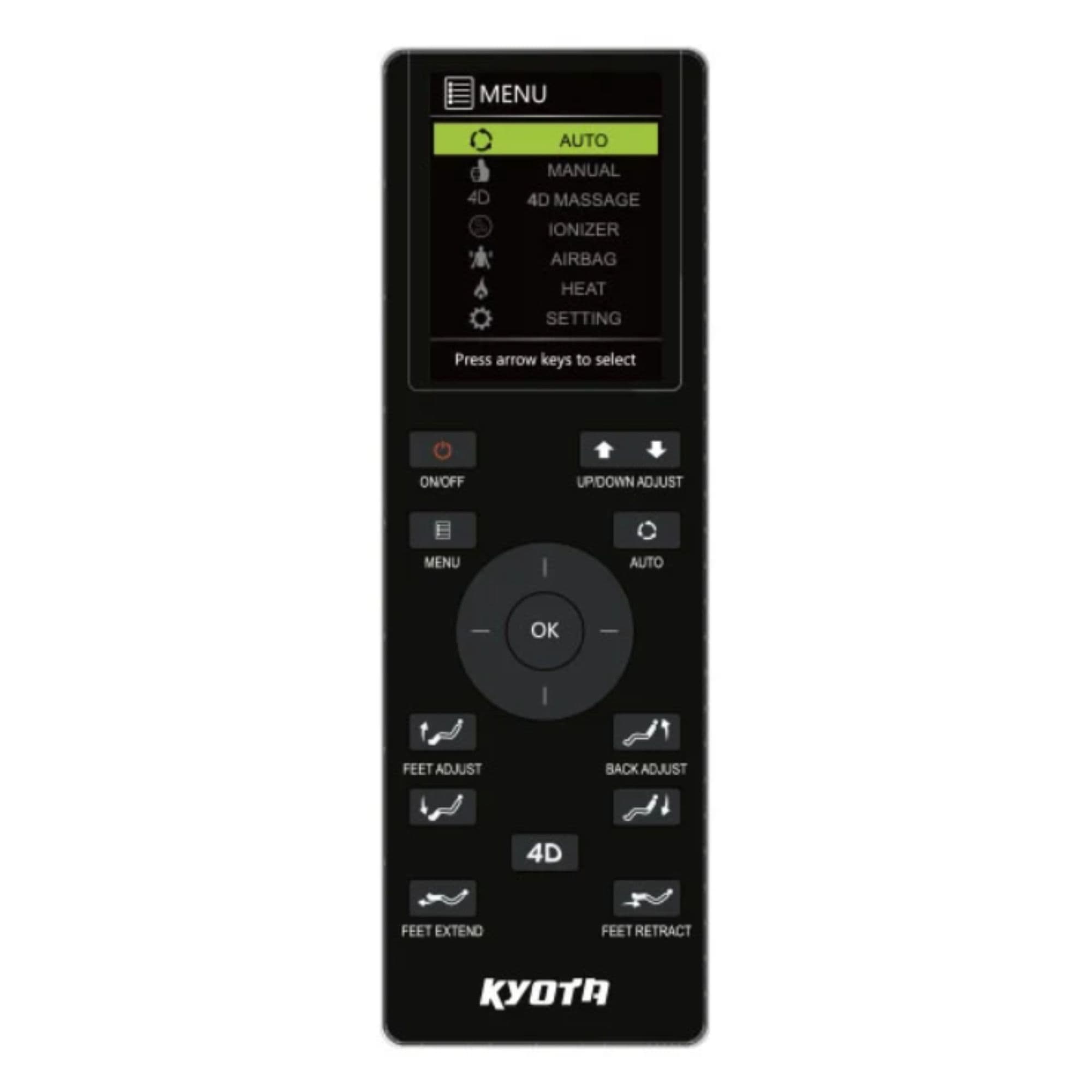 Kyota Kansha M878 4D Massage Chair Detailed View Of Remote Control