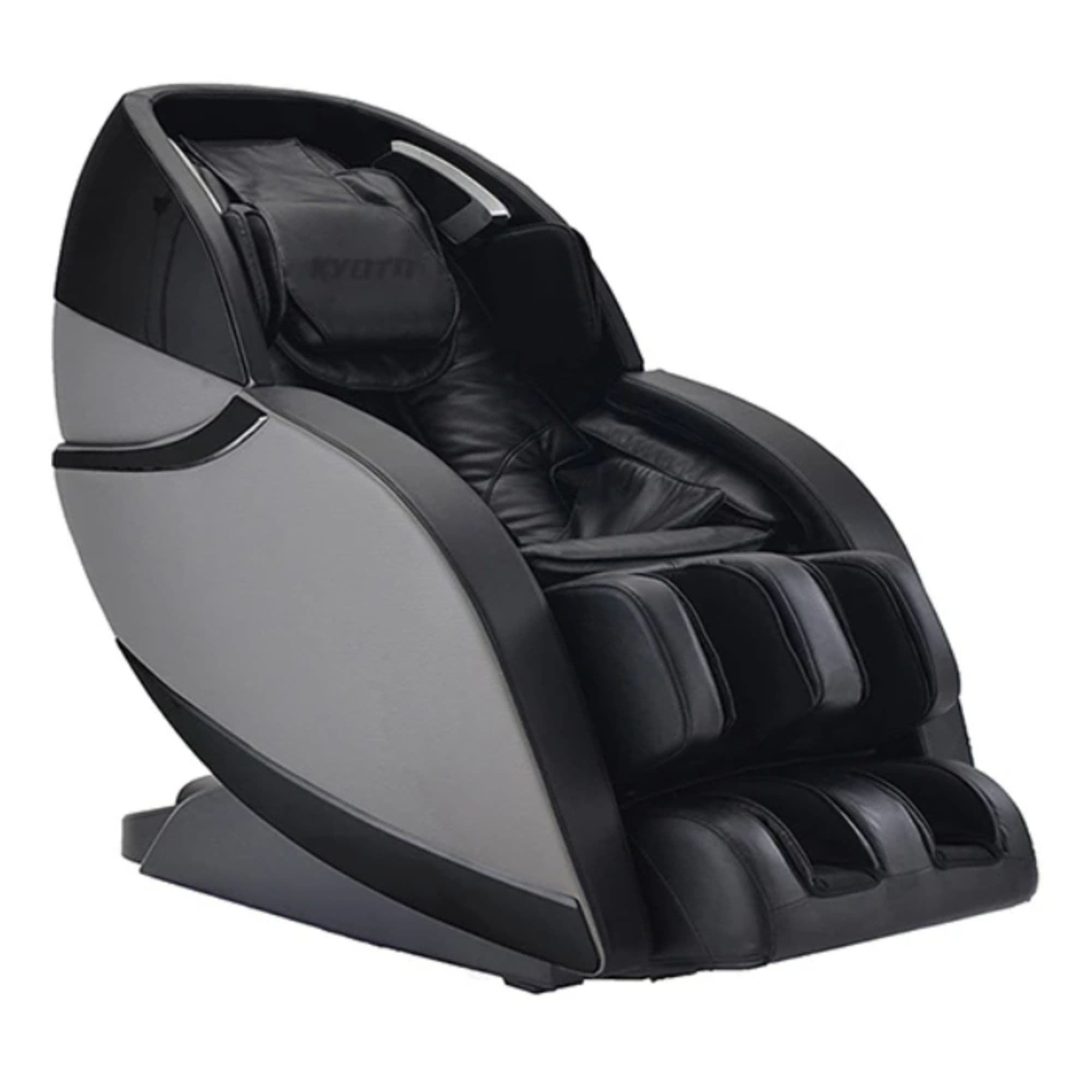 Kyota Kansha M878 Massage Chair Grey-Black Variant Front Left Angled View On White Background
