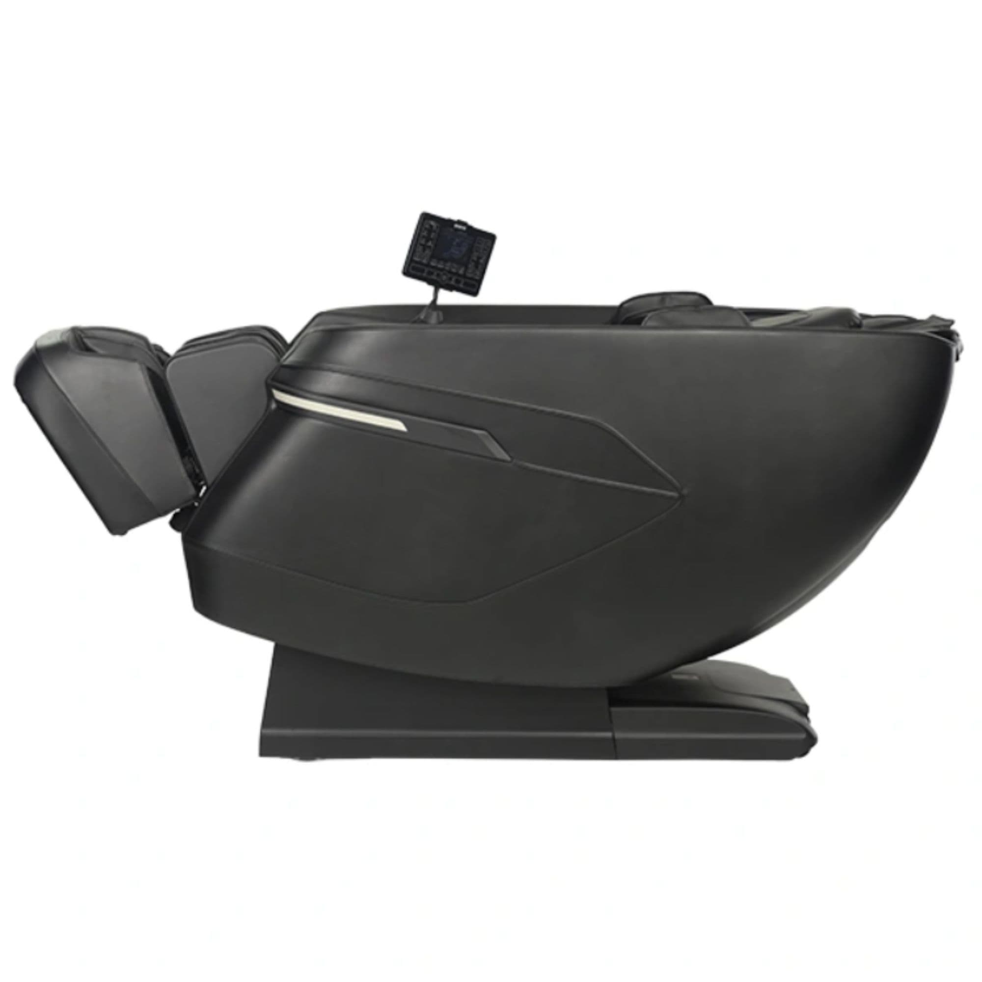 Kyota M338 Massage Chair Black Variant Right Side View In Fully Reclined On White Background