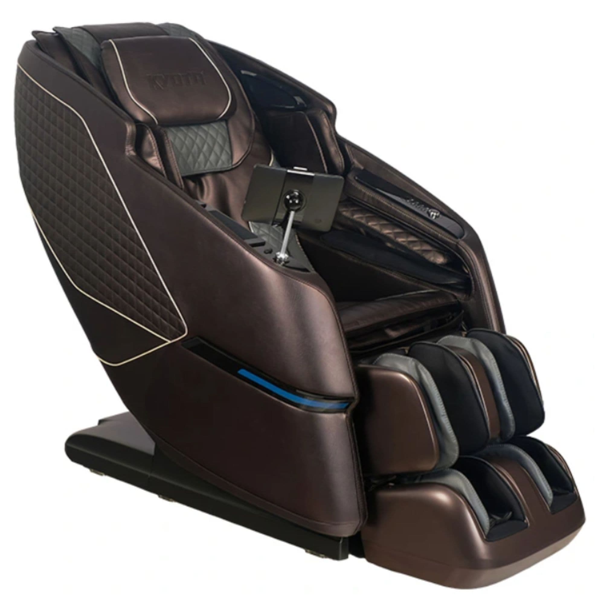 Kyota M688 Massage Chair Brown-Gray Variant Front Left Angled View On White Background