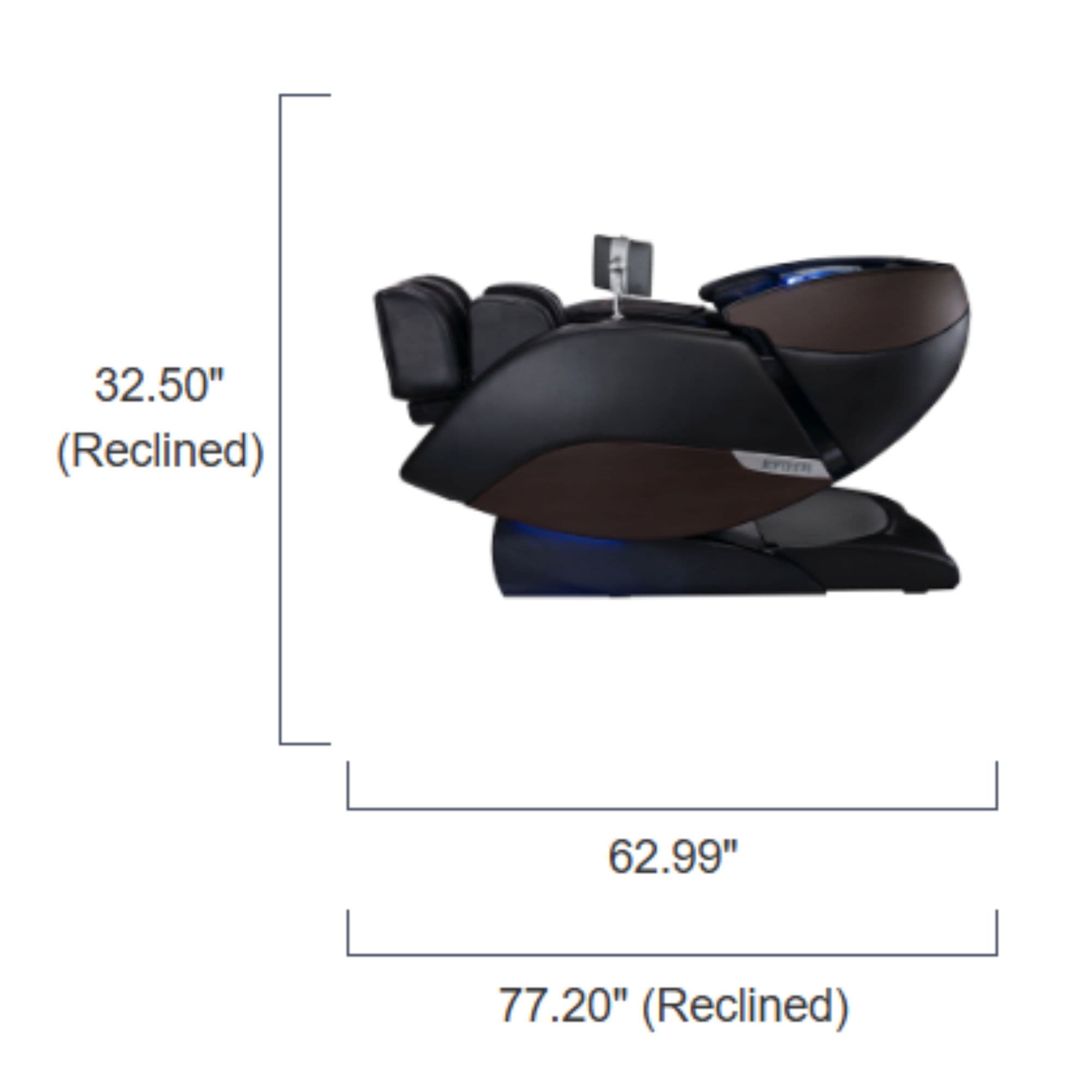 Kyota Nokori M980 Syner-D Massage Chair Certified Pre-Owned Showing The Complete Measurement