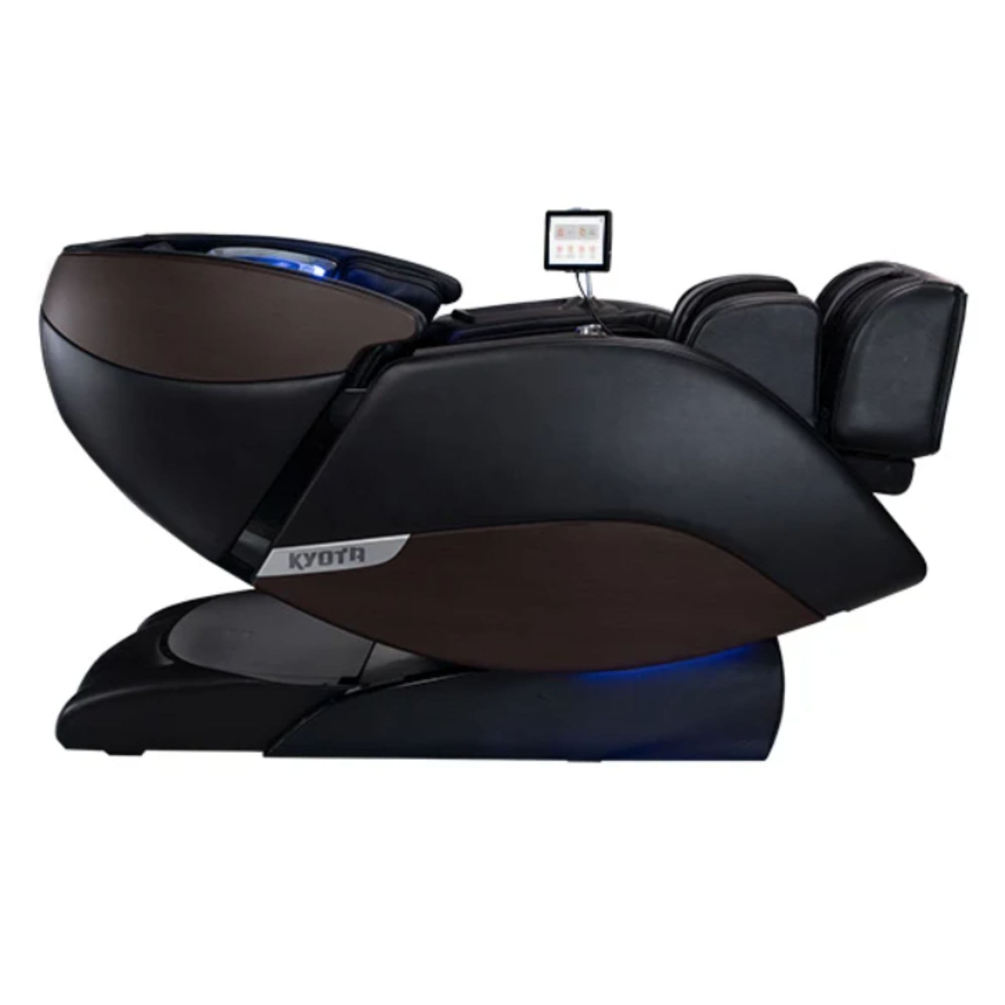 Kyota Nokori M980 Syner-D Massage Chair Certified Pre-Owned Side View In Fully Reclined Position On White Background