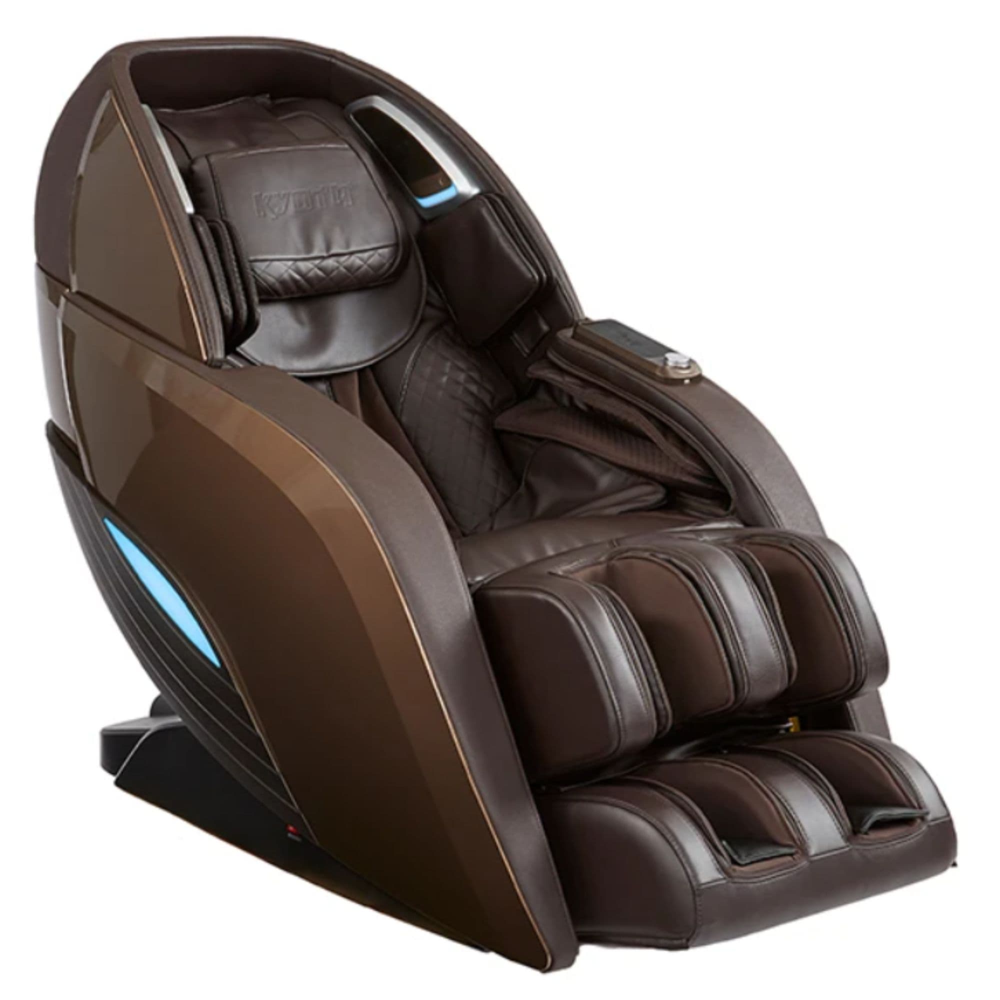 Kyota Yutaka M898 4D Massage Chair Brown Variant Front Angled View On White Background