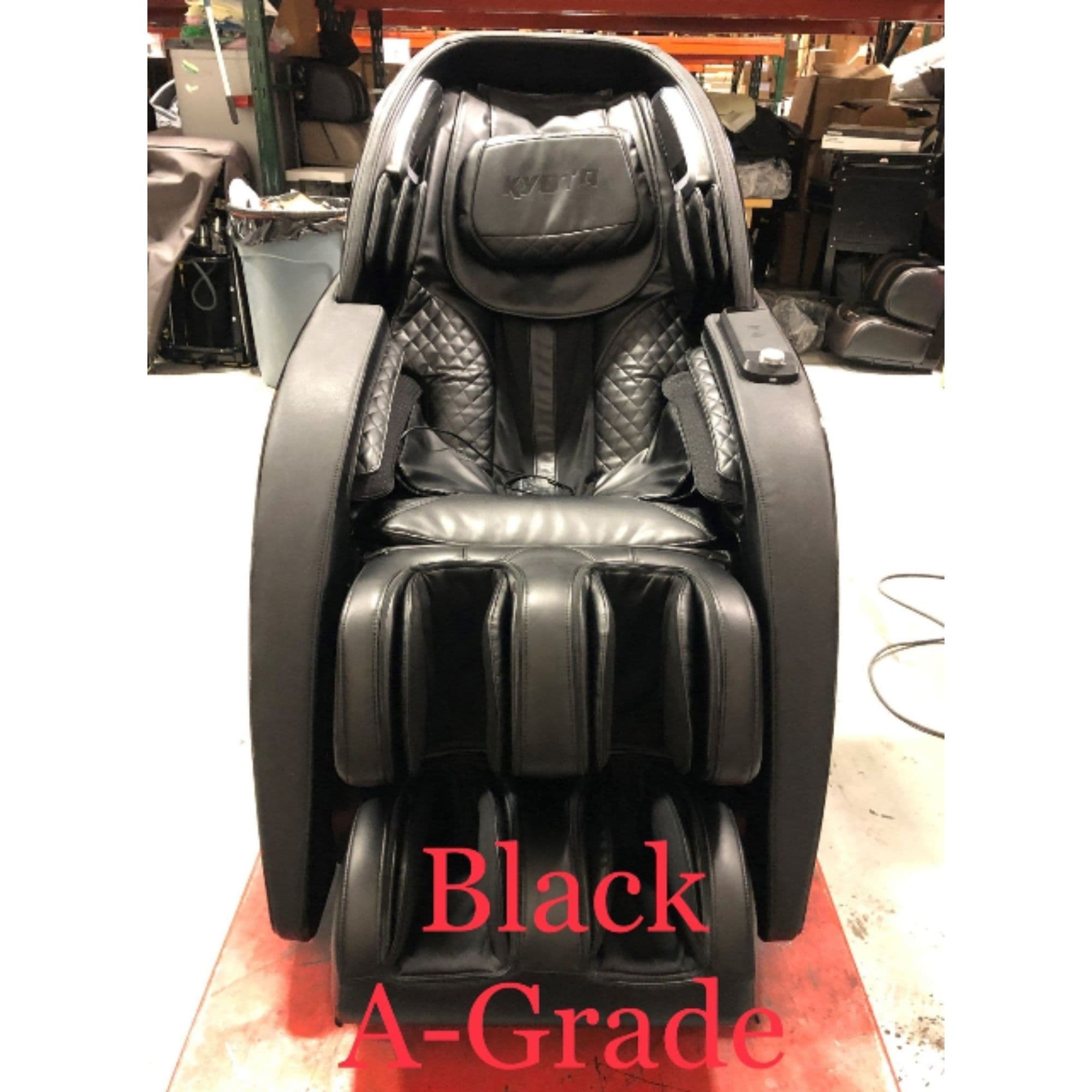 Kyota Yutaka M898 4D Massage Chair Certified Pre-Owned Black A-Grade Front View In A Stockroom Setting