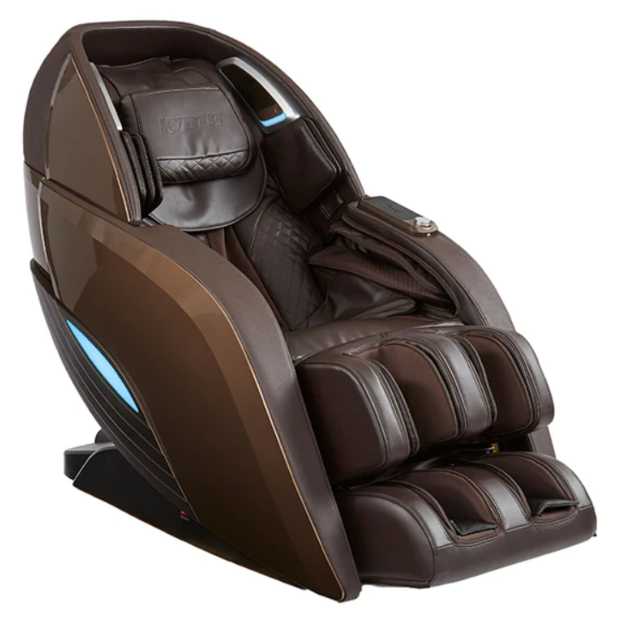 Kyota Yutaka M898 4D Massage Chair Certified Pre-Owned Brown Variant Front Angled View On White Background