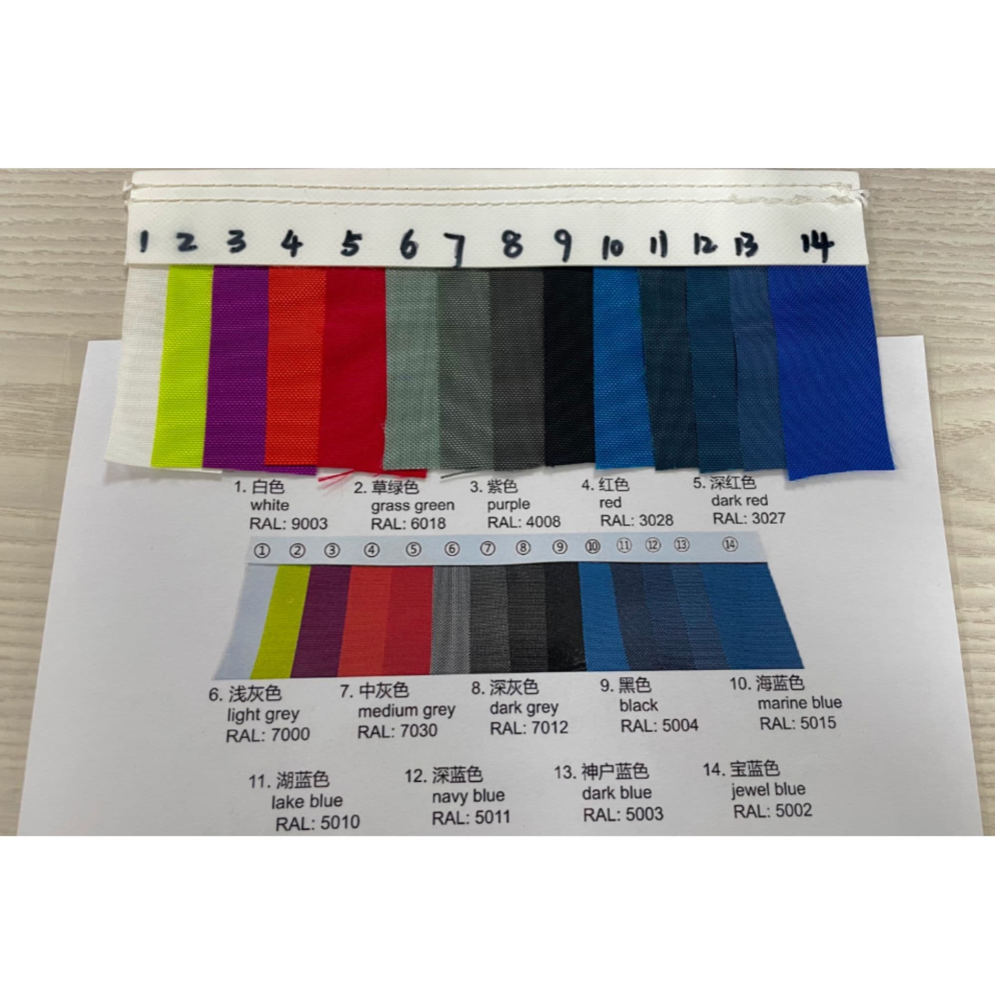L1 Soft Sitting Hyperbaric Chamber Showing The Material Color Options Chart