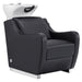 Leona Massage Shampoo Chair Black Front Angled View Of White Single Shampoo Wash Station