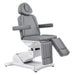 Libra 5-Motor Split-Leg Medical Procedure Chair Gray Front Angled With Semi Extended Left Leg Rest On White Background
