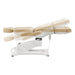 Libra 5-Motors Electric Medical Procedure Chair with Split Legs Beige Side View Demonstrating Recline Adjustment Positions On White Background