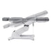 Libra 5-Motors Electric Medical Procedure Chair with Split Legs Gray Side View Demonstrating Recline Adjustment Positions On White Background