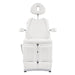 Libra 5-Motors Electric Medical Procedure Chair with Split Legs White Front View Showing Pulled-up Headrest On White Background