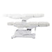 Libra 5-Motors Electric Medical Procedure Chair with Split Legs White Side View Demonstrating Fully Reclined And Height Adjustment Positions On White Background