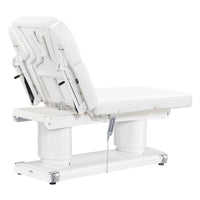 Thumbnail for Luxi 4-Motors Medical Spa Treatment Bed Rear View Of White Color And Reclined On Head Section With Remote Control On White Background
